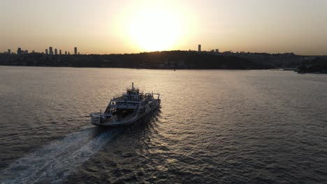 Aerial-View-Ferry-Boats-Sunset