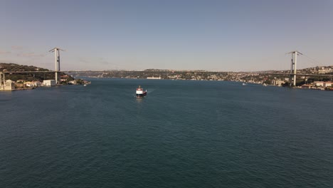 Ship-At-Bosphorus-Istanbul-Aerial-View
