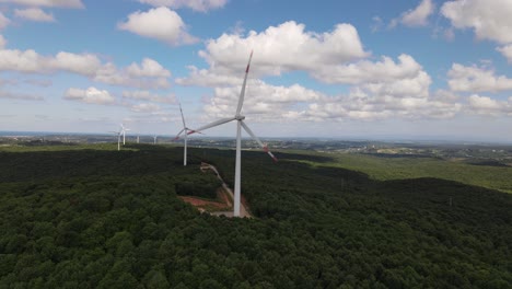 Luftbild-Windturbine-Rotierende-Windmühlen
