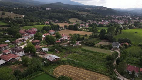 Aerial-View-Rural-Field-Village
