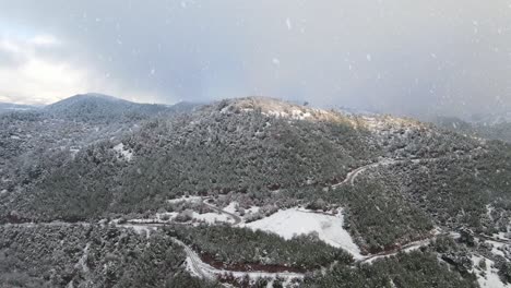 Bosque-De-Invierno-Montañas-Nieve-Drone-Aéreo