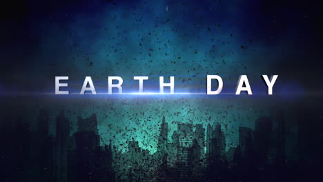Animation-closeup-Earth-Day-text-with-cinematic-motion-garbage-in-city