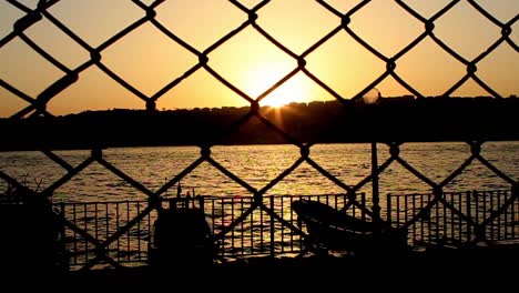 Sea-And-Sunset-With-Wire-Mesh