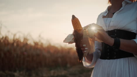 A-farmer-holds-a-cob-of-corn
