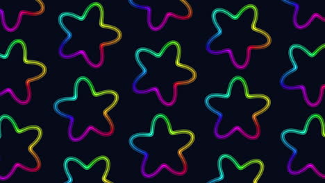 Neon-rainbow-stars-pattern-in-dark-space