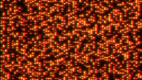 Digitale-Rote-Punkte-Und-Quadrate-Mit-Glitch-Effekt-Auf-Schwarzem-Bildschirm