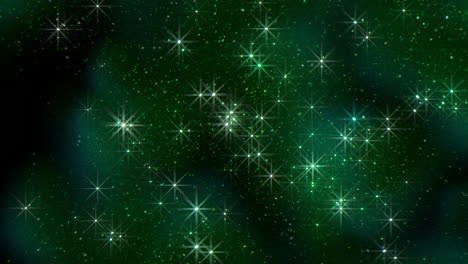 Grüne-Sternenfelder-Und-Fliegende-Glitzer-Und-Partikel-In-Der-Galaxie