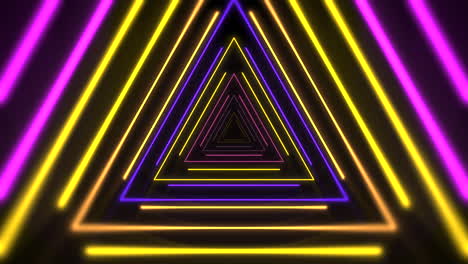 Neonregenbogen-Geometrische-Dreiecke-Im-Dunklen-Raum
