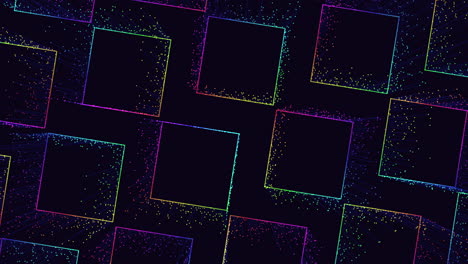 Rainbow-neon-squares-pattern-with-small-motion-dots-and-lines