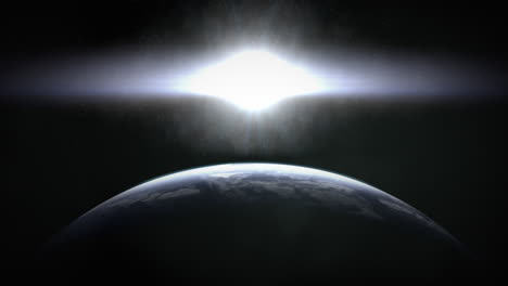 Lichtblitz-Und-Großer-Planet-Im-Weltraum