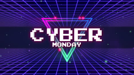 Cyber-Montag-Mit-Lila-Gitter-Und-Dreieck-In-Der-Galaxie-Im-Spielstil