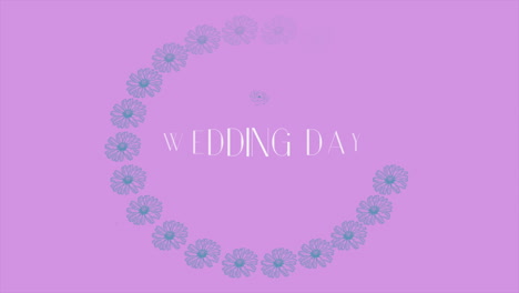 Hochzeitstag-Mit-Retro-Blumen-Im-Kreis