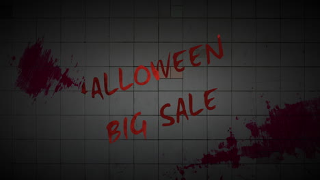 Halloween-Großer-Verkauf-Auf-Schmutzwandbeschaffenheit-Des-Raumes-Mit-Rotem-Blut