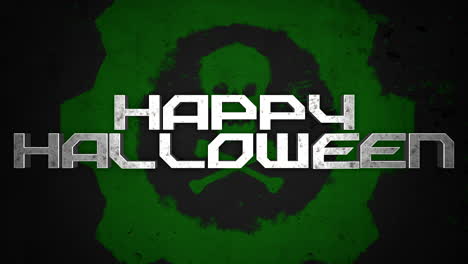 Happy-Halloween-with-skull-and-toxic-sign-on-grunge-texture