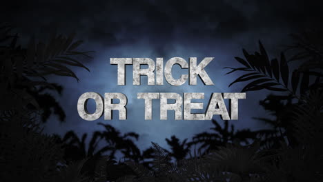 Trick-or-Treat-with-palms-tree-in-jungle-in-dark-night