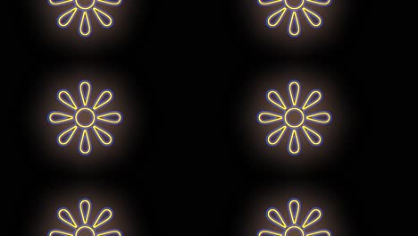Neongelbes-Sommerblumenmuster-In-Der-Nacht