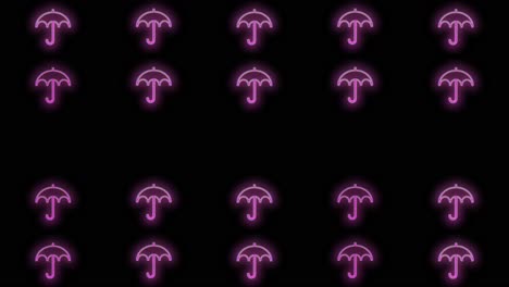 Neon-pink-umbrella-pattern-in-night