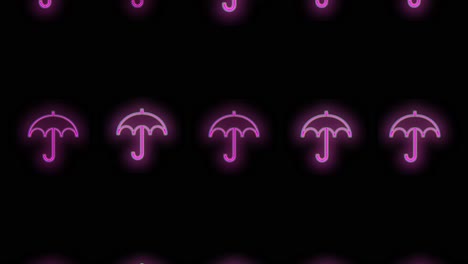 Neon-pink-umbrella-pattern-in-night