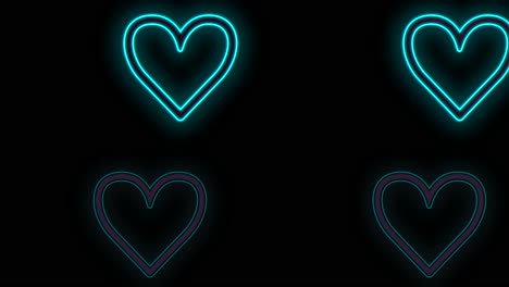 Blue-hearts-pattern-with-neon-light