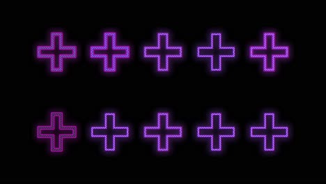 Neon-geometric-crosses-pattern-in-night