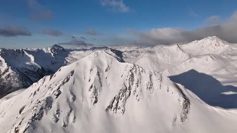 Aerial-footage-of-a-winter-mountain-landscape