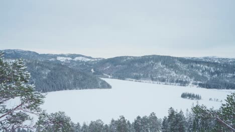 Amazing-Winter-Landscape-In-Norway-Near-Trondelag-County---wide-shot