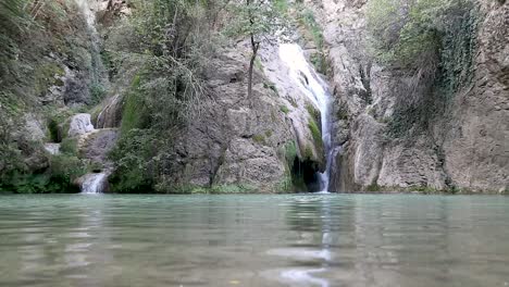 Beautiful-waterfall-of-Hotneshki-in-Bulgaria,-camera-tilting-up-shot