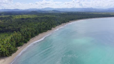 Agua-Cristalina-De-Playa-Esmeralda-Con-Bosque-Tropical-En-Miches,-Republica-Dominicana