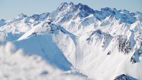 Panorama-landscape-in-Ischgl-ski-resort,-high-alpine-ski-terrain-in-austria-tirol