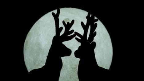 Rentier-Silhouetten-Vor-Vollmond-Nacht-Hintergrund---Vergrößern,-Illustration