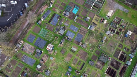 Allotments,-overhead-Drone-aerial-view-in-winter-England-UK