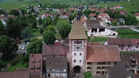 A-stationary-aerial-footage-of-the-whole-village-while-facing-the-clock-tower