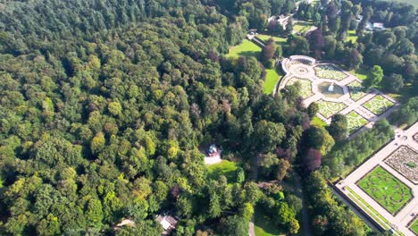 Wonderful-aerial-bird's-view-of-Het-Loo-Palace-in-Netherlands,-top-down-circling
