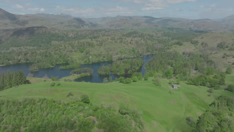 Tarn-Hows,-Lake-District-National-Park,-Summer-2022,-Aerial-Drone-Prores-422-Clip-3