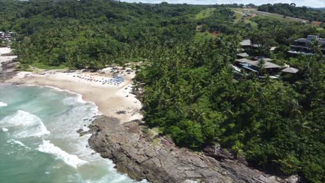 Pan-Shot-of-Expensive-Brazilian-Coastal-Resort-on-a-Beautiful-Beach-Town