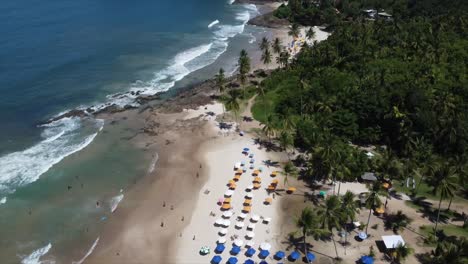 Drone-Pan-Shot-on-Brazilian-Beach-Town
