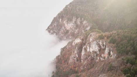 Luftaufnahmen-Mit-Einer-Drohne-über-Hoher-Wand-In-Niederösterreich-Mit-Viel-Nebel
