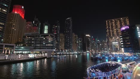 Night-City-View-Over-Canal-With-Skyscrapers