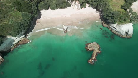Aerial-view-of-Cathedral-Cove-in-New-Zealand's-North-Island