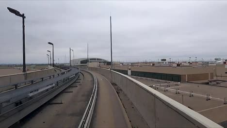 View-from-front-of-Sky-train-at-Dallas-Fort-Worth-Airport,-Texas