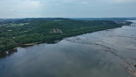 An-aerial-view-of-the-Susquehanna-River-as-it-flows-through-Pennsylvania-with-the-Columbia-bridges-in-the-background