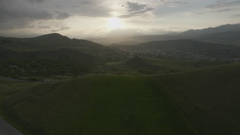 Remote-Road-And-Hilly-Landscape-Near-Apnia-During-Sunrise-In-Samtskhe-Javakheti,-Georgia