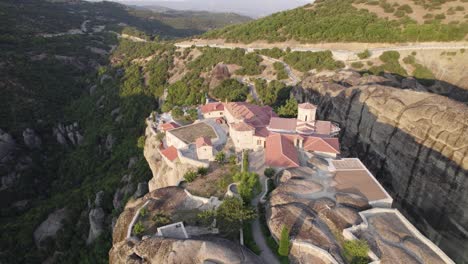 Aerial-circular-view-over-magnificent-monastery-built-in-a-breathtaking-position