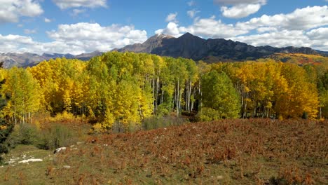 Drone-flying-towards-ruby-peak-colorado-mountain-during-the-fall-season