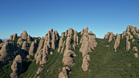 The-mountains-of-Montserrat-are-needle-shaped,-the-rocks-have-been-worn-in-this-way-because-they-were-once-surrounded-by-water