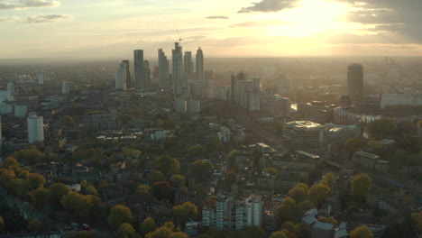 Slow-aerial-shot-over-south-London-towards-Vauxhall-skyscrapers
