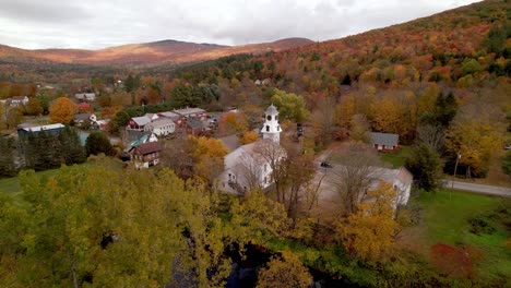 Weston-Vermont-small-town,-hometown-aerial