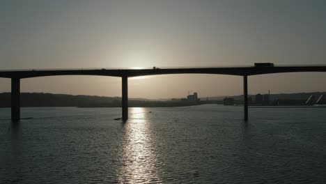 Bridge-seen-from-drone-near-Vejle,-Denmark