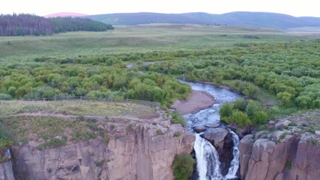 Drone-view-of-a-big-waterfall-on-a-creek-in-Colorado