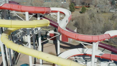 Aerial-views-of-a-water-park-that-is-closed-for-the-winter-season-in-Colorado